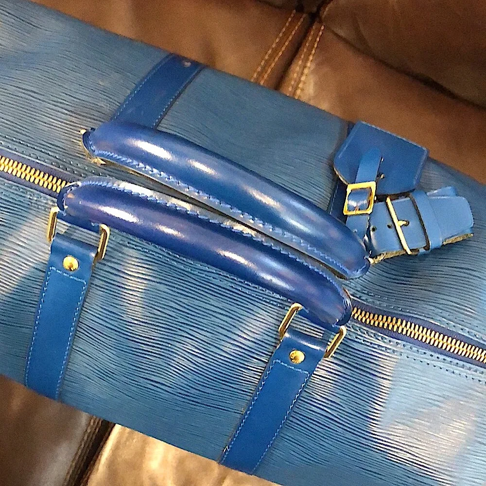 LOUIS VUITTON Toledo Blue Epi Leather LV50 Keepall Boston Travel Duffel Bag